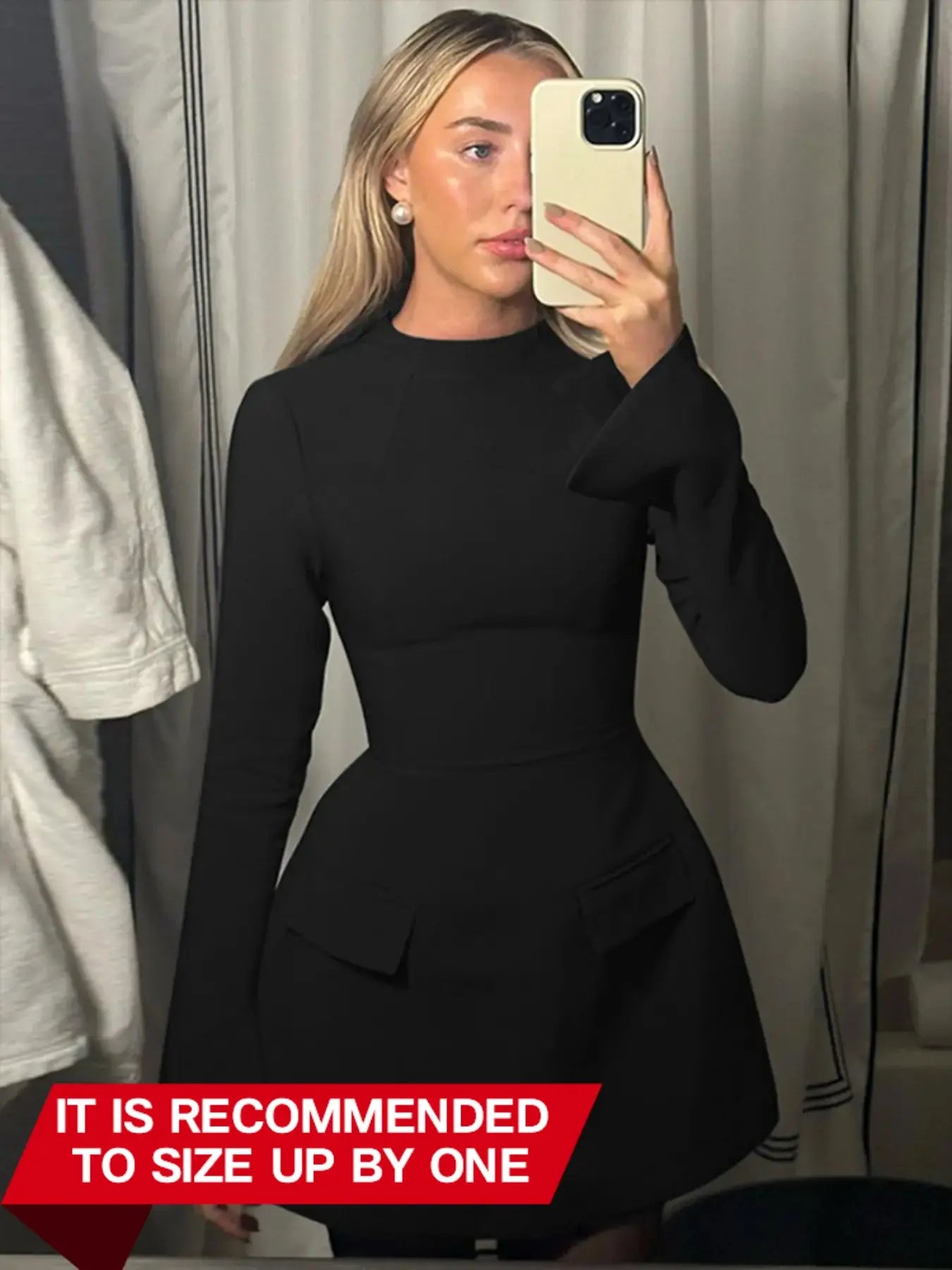 Elevate Your Style with Our Women's Elegant Crew Neck Long Sleeve Bodycon Dress - Perfect for Spring and Fall!