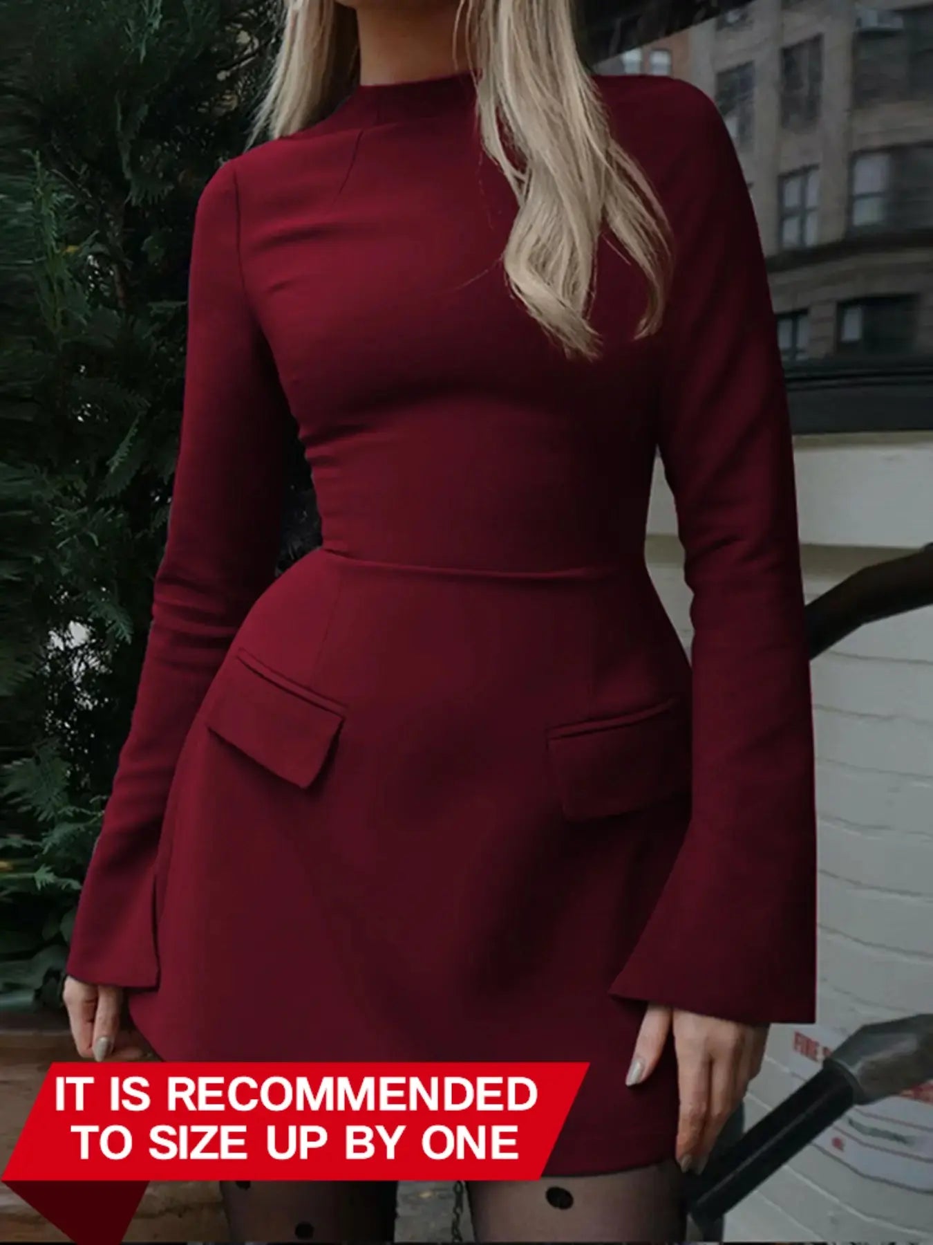Elevate Your Style with Our Women's Elegant Crew Neck Long Sleeve Bodycon Dress - Perfect for Spring and Fall!