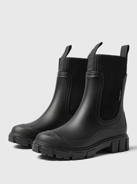 Women'S Solid Color Waterproof Rain Boots, Women Shoes, 2024 New Style Fashionable round Toe Boots for Outdoor Wear, Non-Slip Rain Boots for Women & Girls, Casual Boots